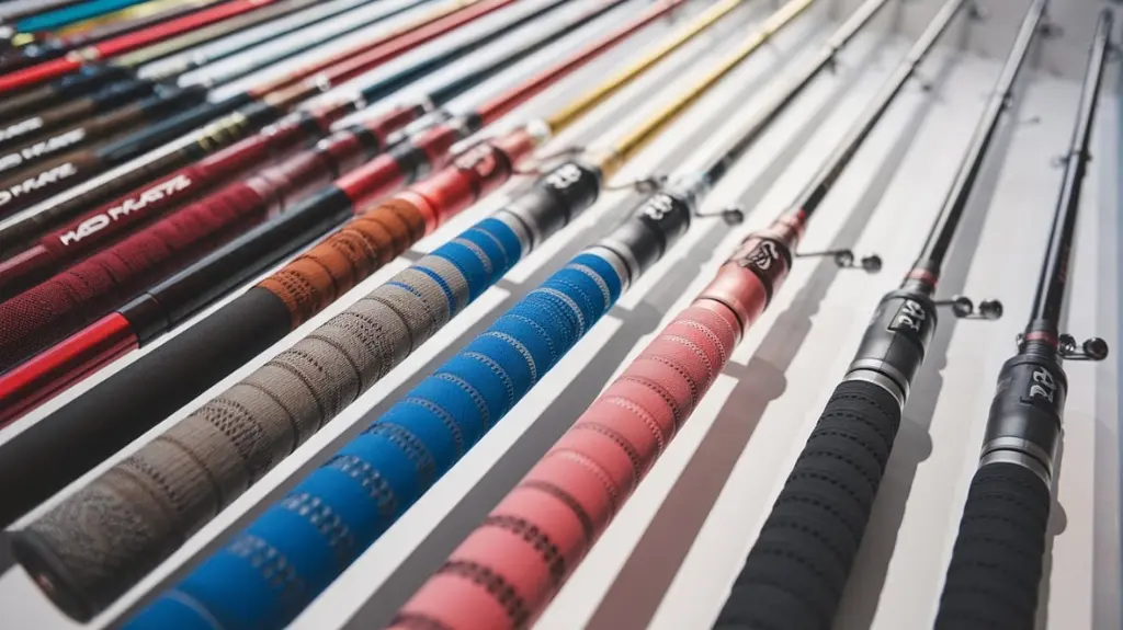 Multiple Mad Katz rod models displayed side-by-side, showcasing variety in color, length, and handle styles.