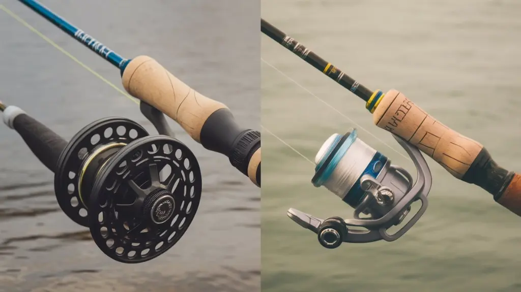 Side-by-side comparison of Mad Katz rod and generic fishing rod, showcasing differences in build quality and design.