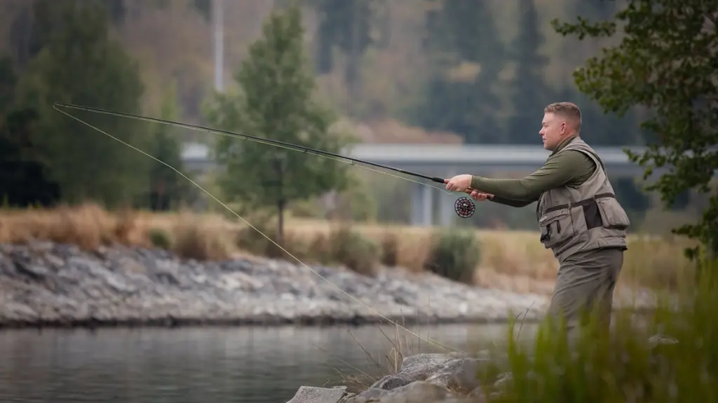 Angler executing advanced fishing casting techniques, showcasing precision and control in casting.